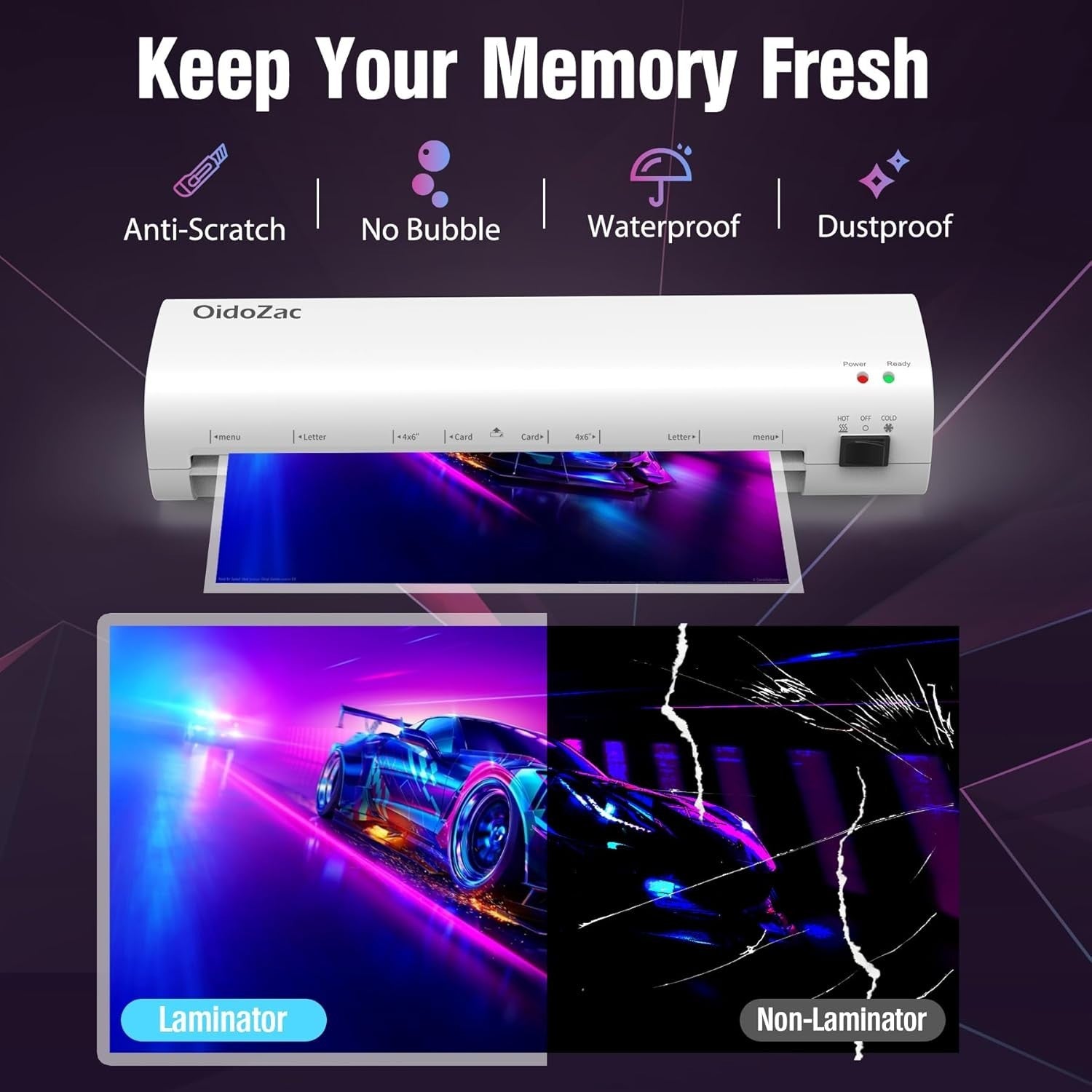 A4 Laminator Hot Cold 4-in-1 Portable No Bubbles ABS Jam Release