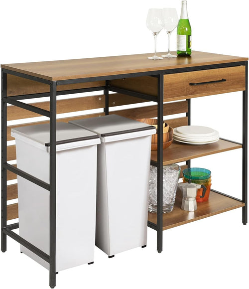 Kitchen Island Trolley on Wheels Worktop Storage Cart Drawer Shelves