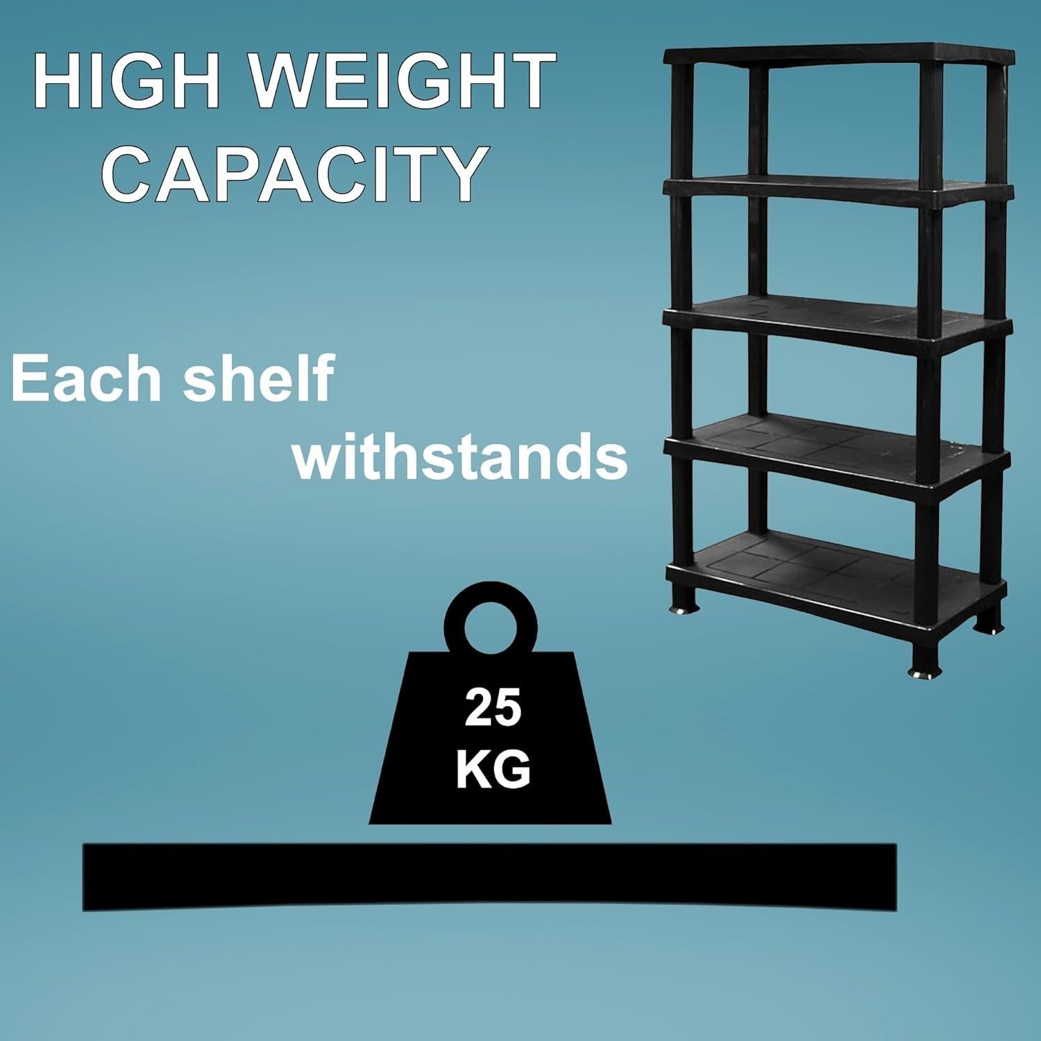 5-Tier Plastic Storage Shelf Heavy Duty 40D x 80W x 175H cm