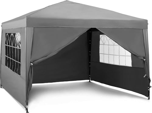 3x3M Grey Pop Up Gazebo With Removable Sides Waterproof Garden Party Tent