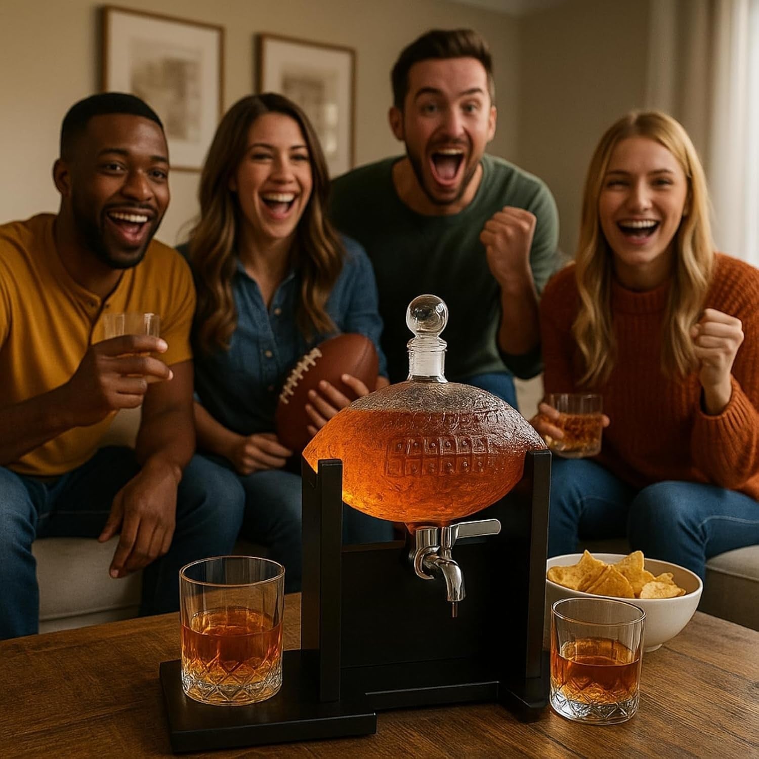 Football Whiskey Decanter Set 1400ml with Stand & 2 Glasses – Sport Lover Gift