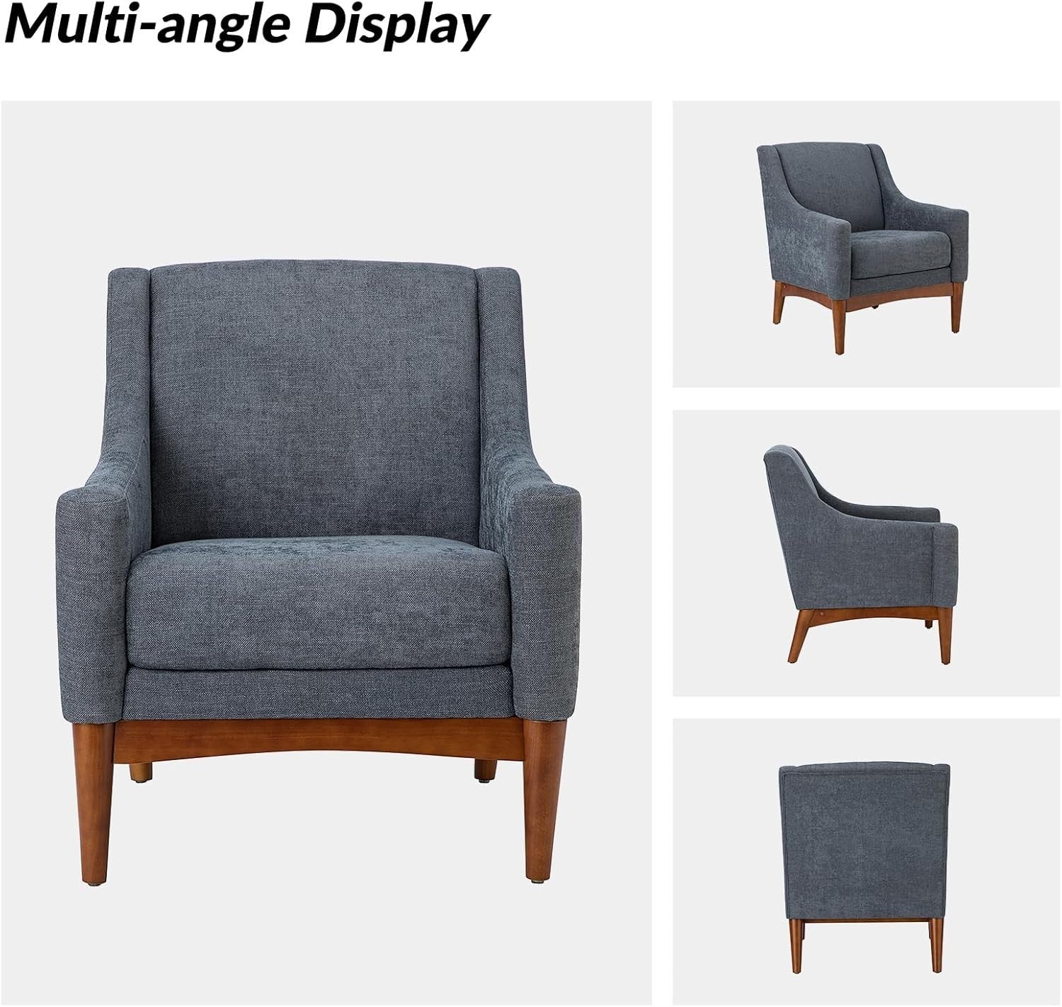 Charcoal Grey Fabric Accent Chair Upholstered Armchair for Bedroom Lounge