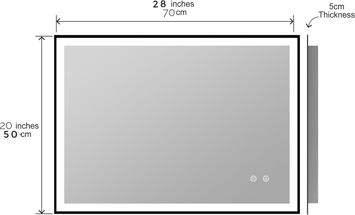 Illuminated LED Bathroom Mirror 70x50cm Dimmable Touch Control Anti-Fog