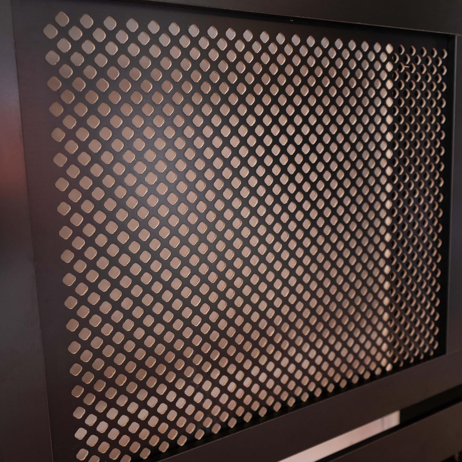 lack Radiator Cover with Drawer Diamond Slat W78xH96cm Modern Wooden Cabinet