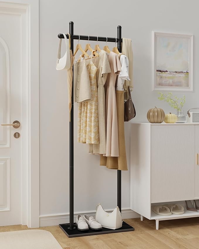 Luxury Metal Coat Rack with Natural Rock Base Freestanding Clothes Stand