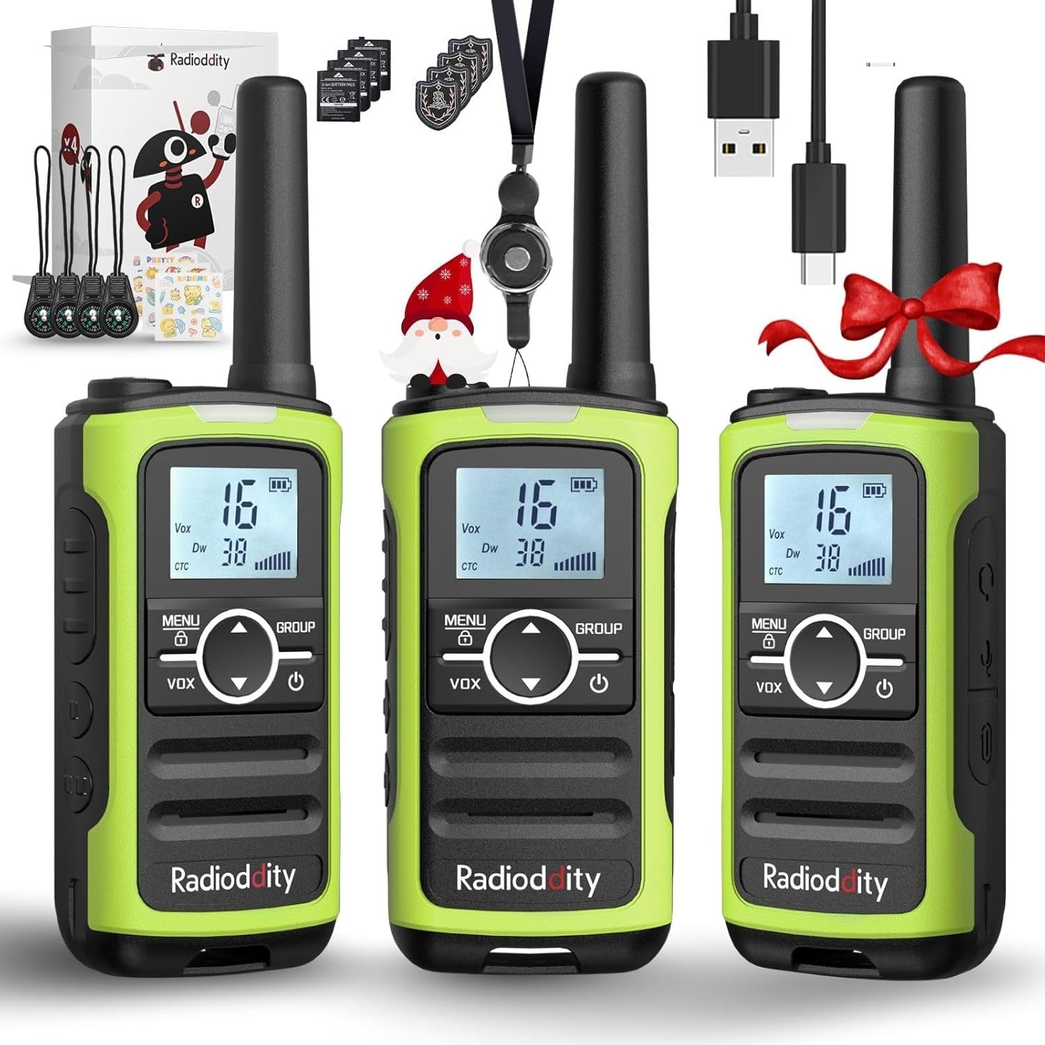 Kids Walkie Talkies Rechargeable 3 Pack PMR446 VOX Long Range USB-C