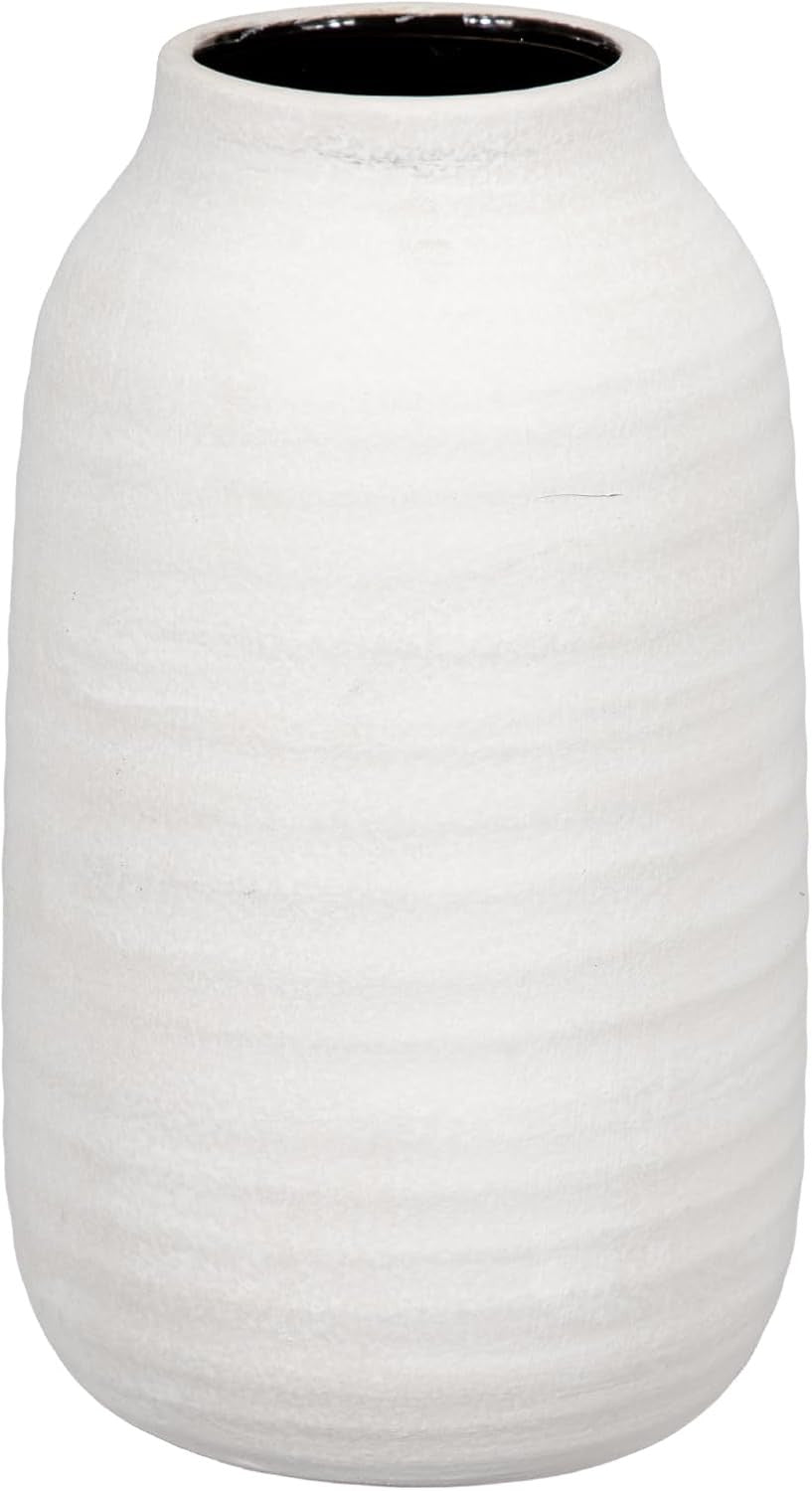 Beige Ceramic Vase 24.5cm Rustic Flower Holder Pampas Modern Home Decor