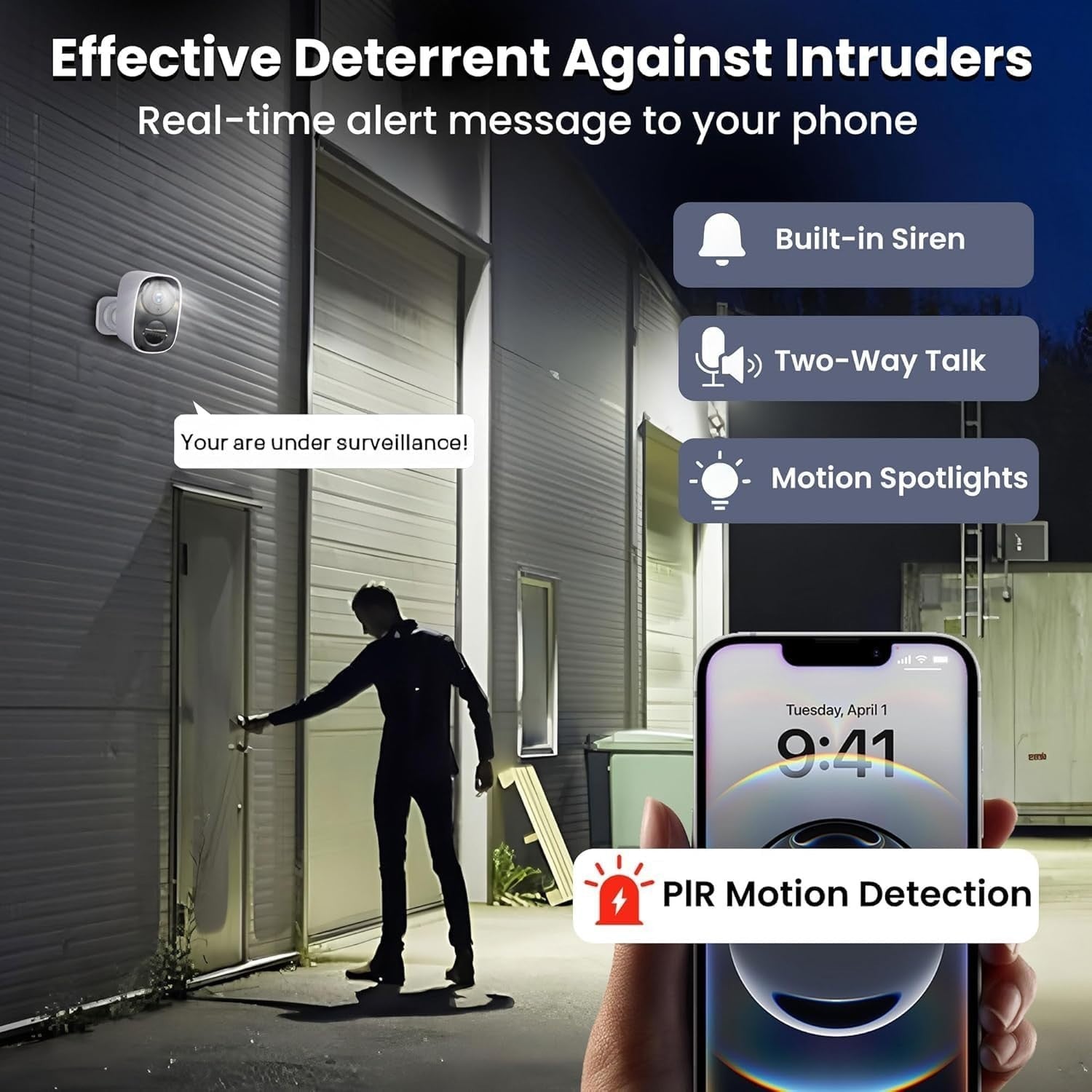 2 Pack 2K Wireless Security Cameras Outdoor WiFi Color Night Vision