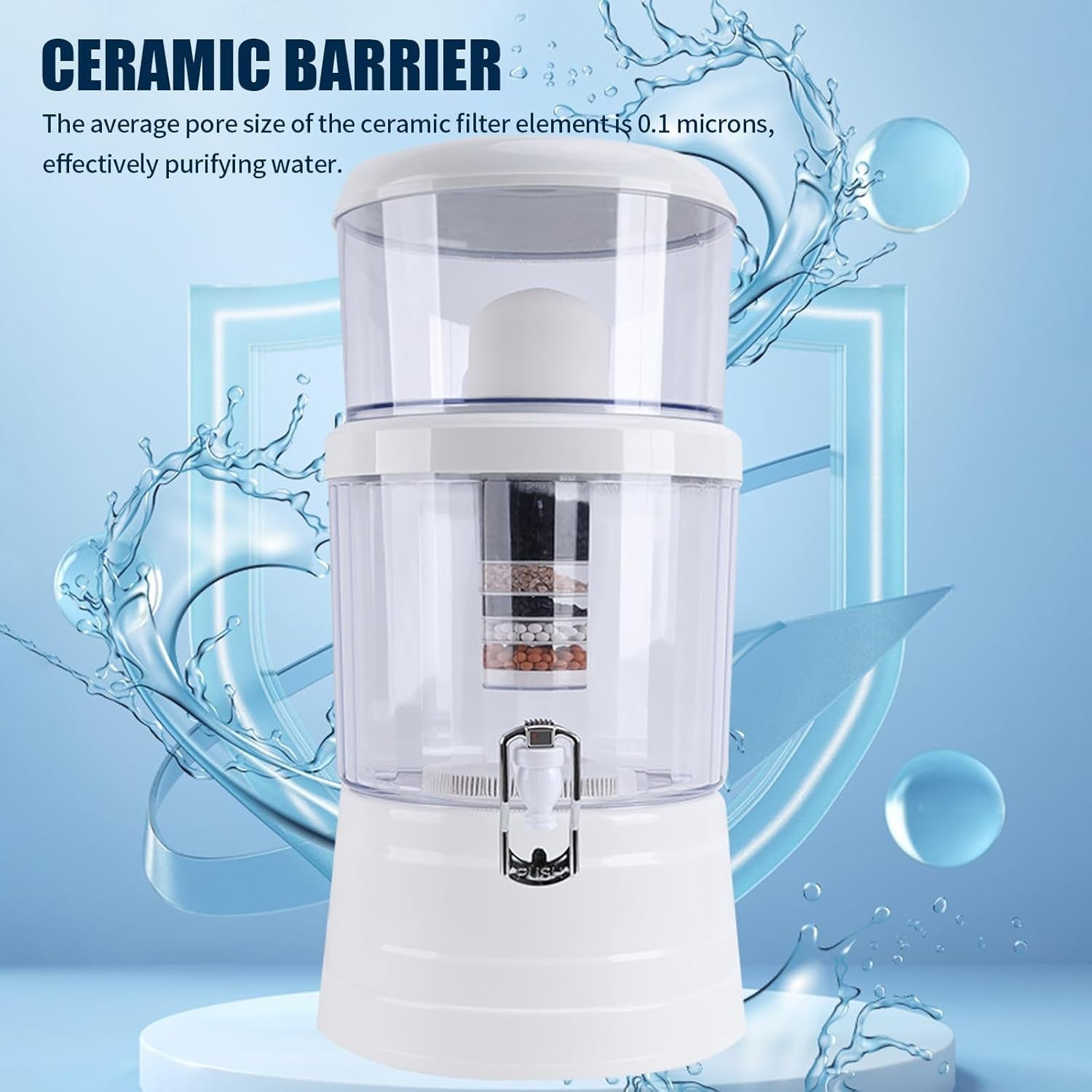 16L Countertop Water Filter Dispenser Large Capacity Tap Water Purifier
