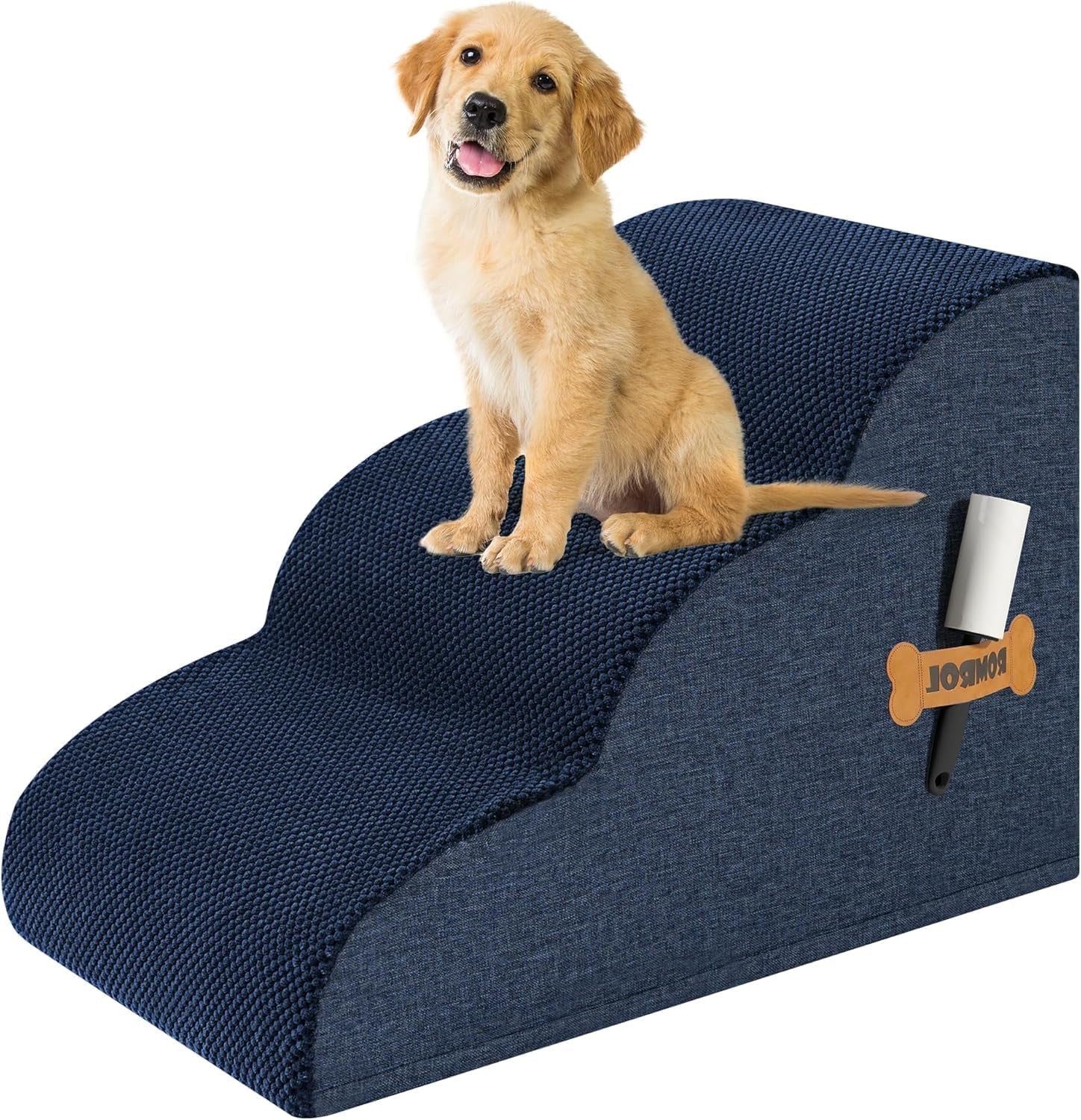 3 Step Dog Stairs Non Slip Pet Ramp for Bed Sofa Washable Navy