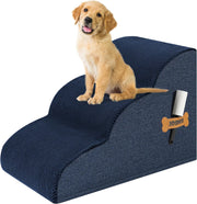 3 Step Dog Stairs Non Slip Pet Ramp for Bed Sofa Washable Navy
