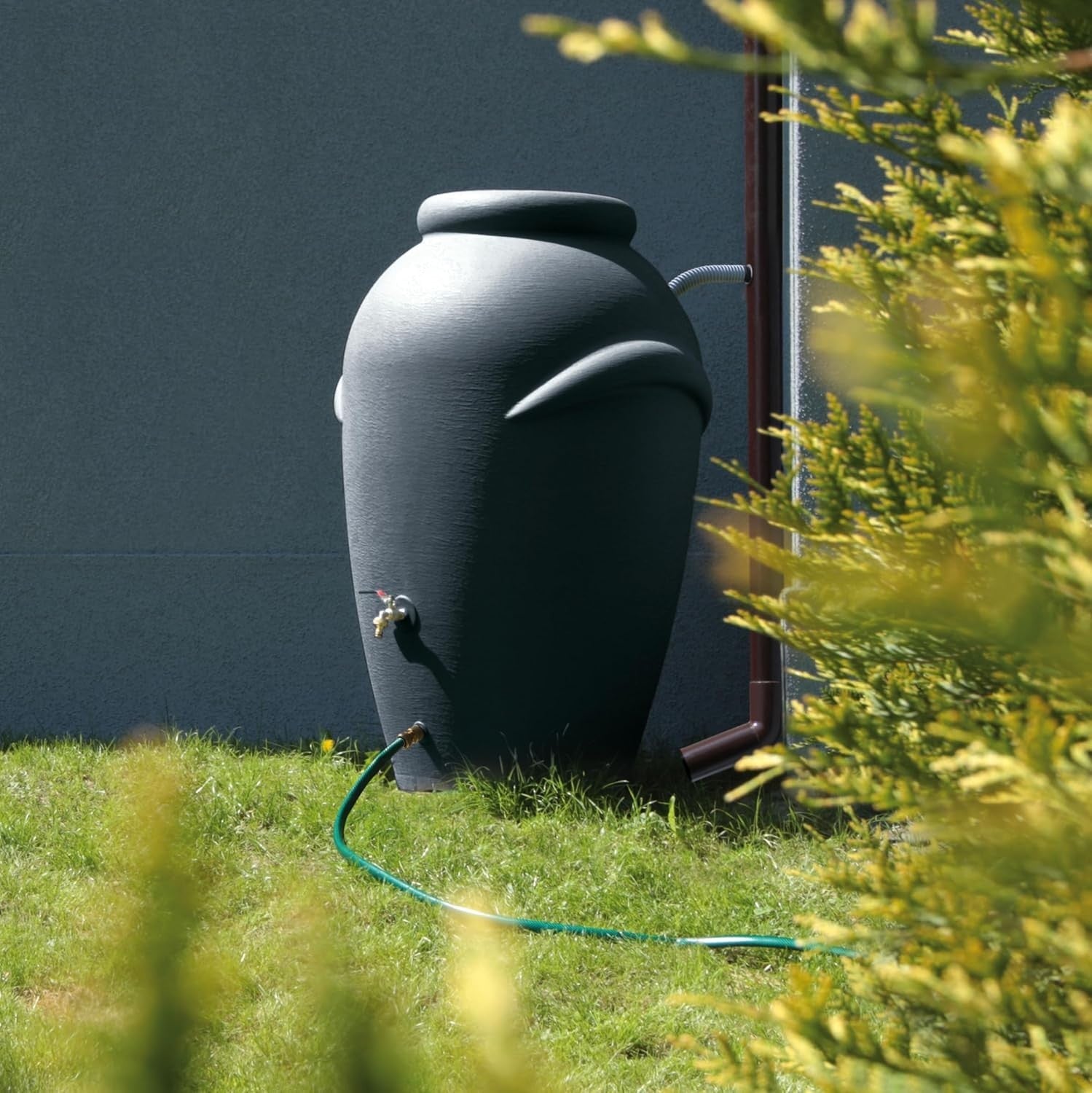 360L Anthracite Garden Water Butt with Tap & Complete Connection Kit