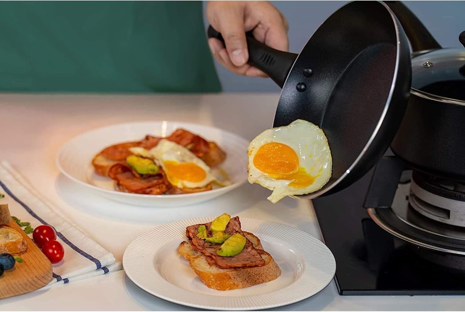 5pcs Non Stick Pan and Pot Set Cookware Set with Glass Lids Induction Safe