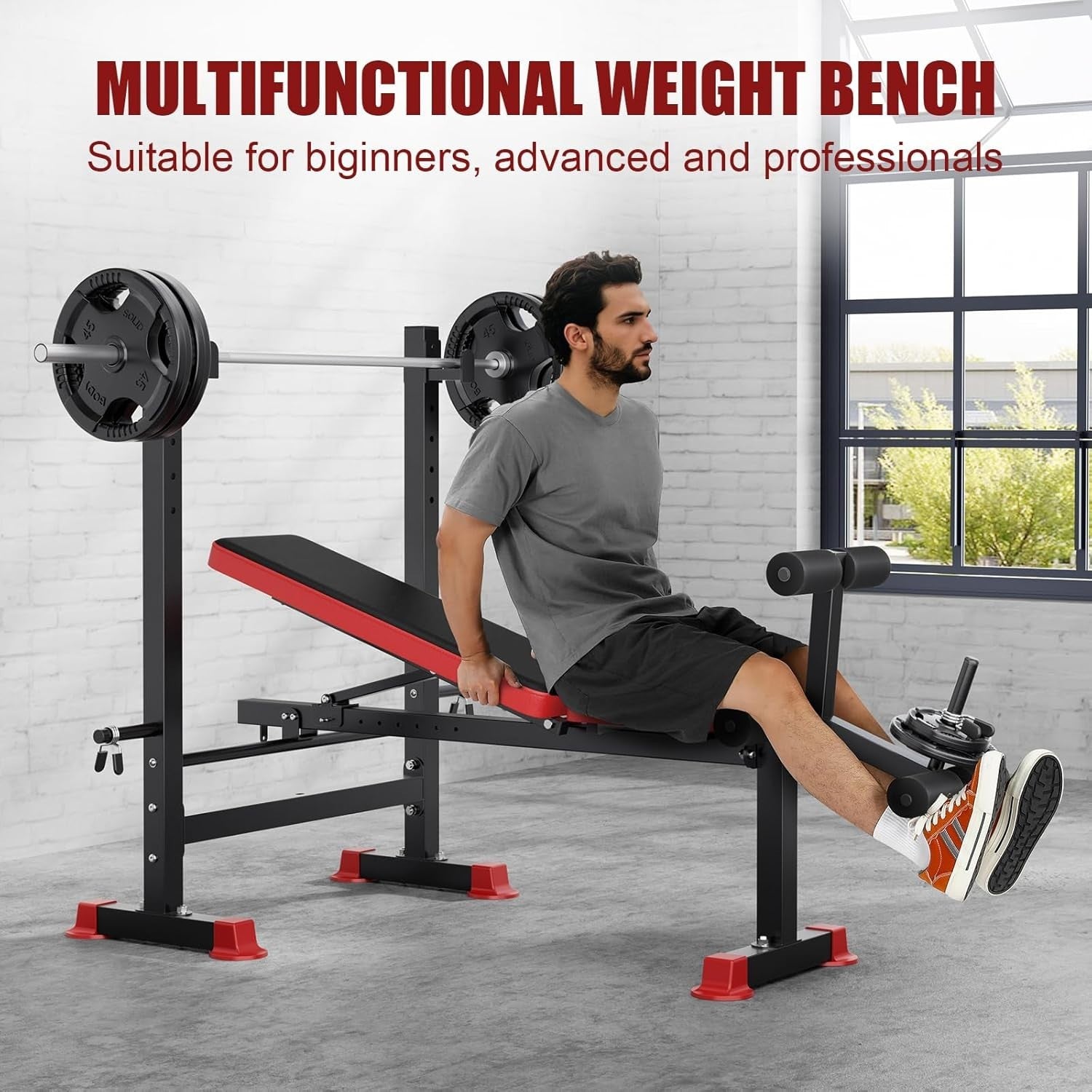 Multi-Function Folding Bench With Squat Rack Leg Developer 250kg
