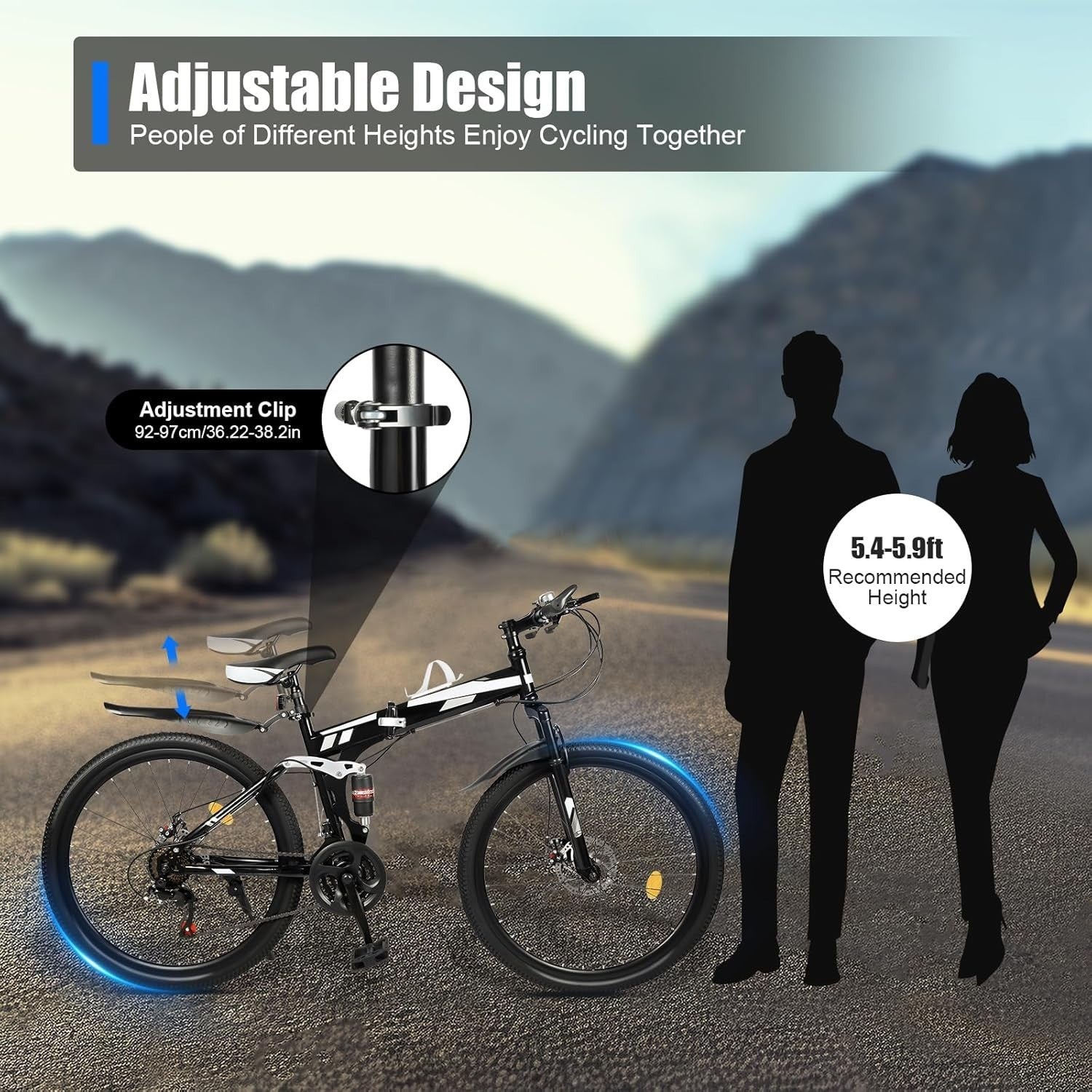 Mountain Bike 26” 21-Speed Disc Brake Adjustable Height High-Carbon Steel