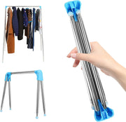 Portable Travel Clothes Rack Retractable Foldable Blue Stainless
