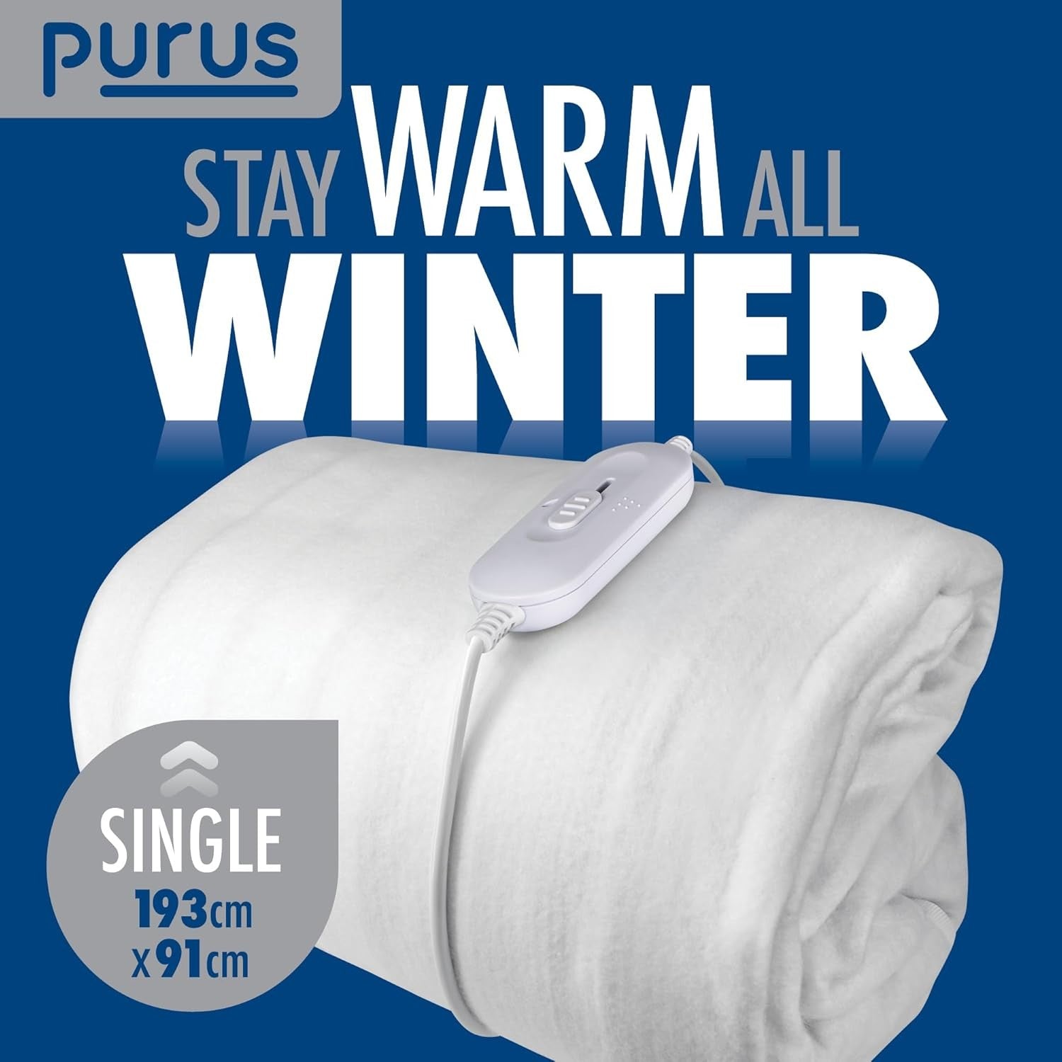 Single Electric Underblanket White 193x91cm Fitted Heated Mattress Cover