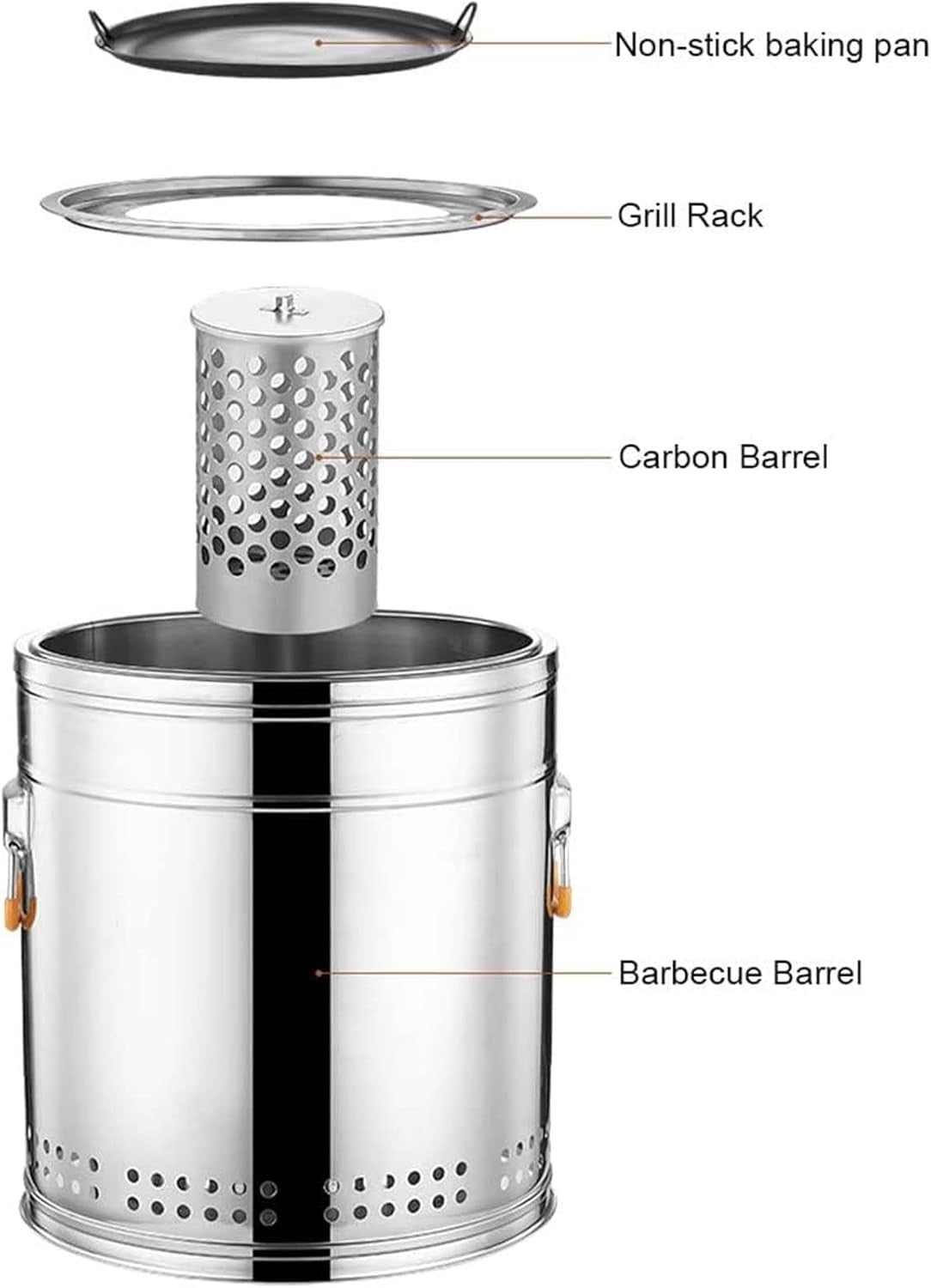 Portable Vertical Charcoal Grill Smokeless Hanging BBQ Barrel