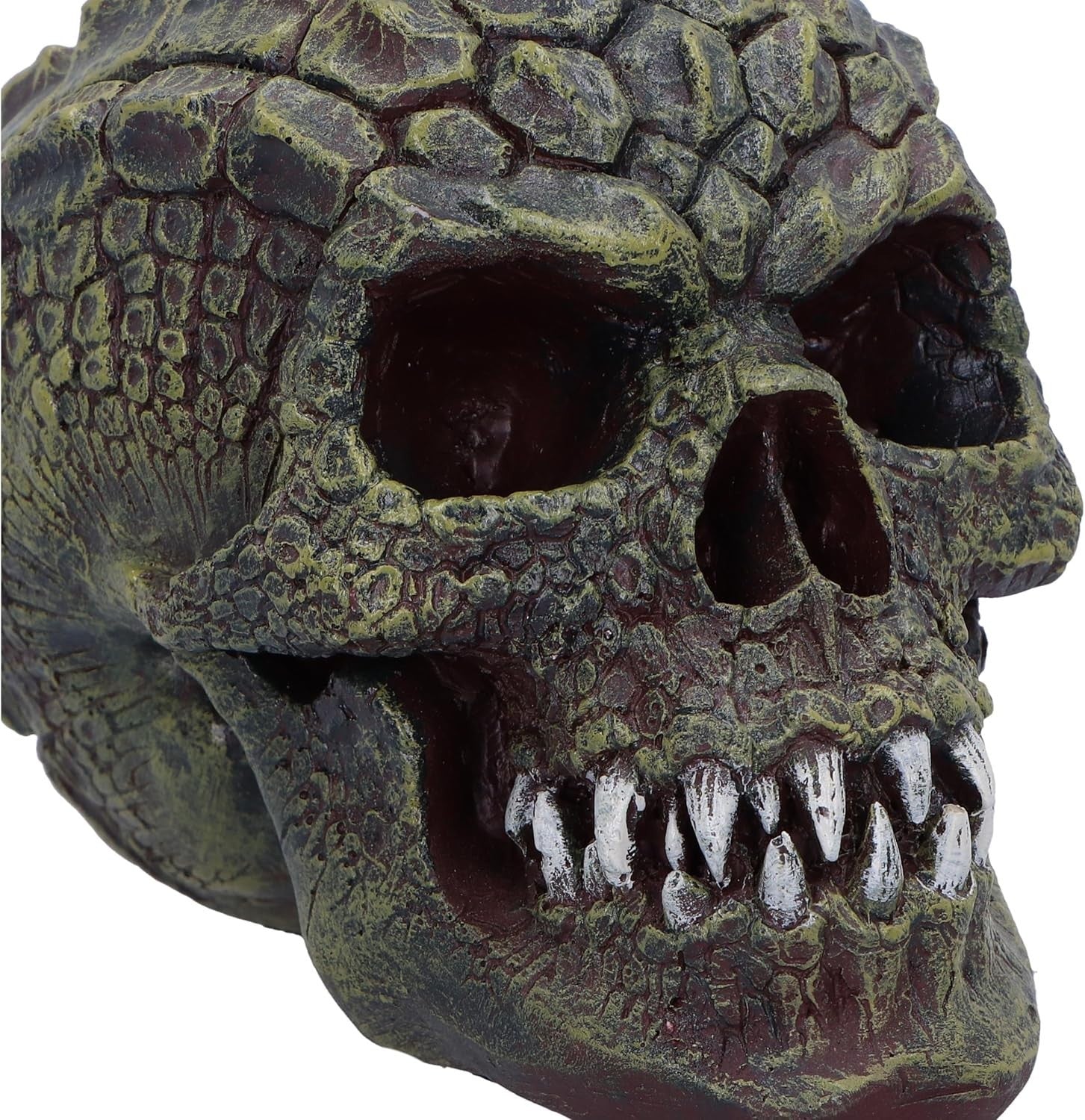 Reptile Skull Ornament • 13cm Resin Scaled Skull Decor • Gothic Fantasy Figurine
