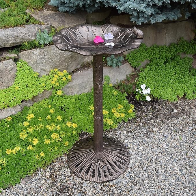 Antique Bronze Frog Bird Bath – Cast Aluminium Garden Ornament Outdoor Décor