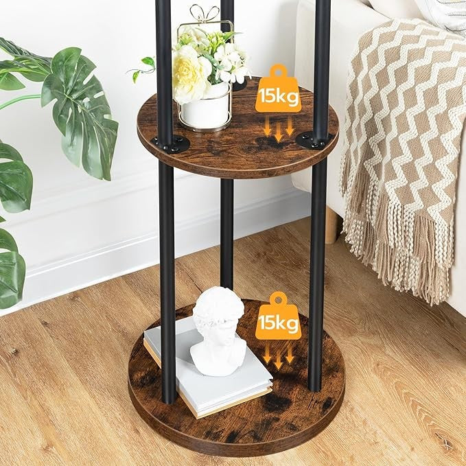 Rustic Brown Freestanding Coat Rack with Shelves & 8 Hooks Industrial Hall Tree