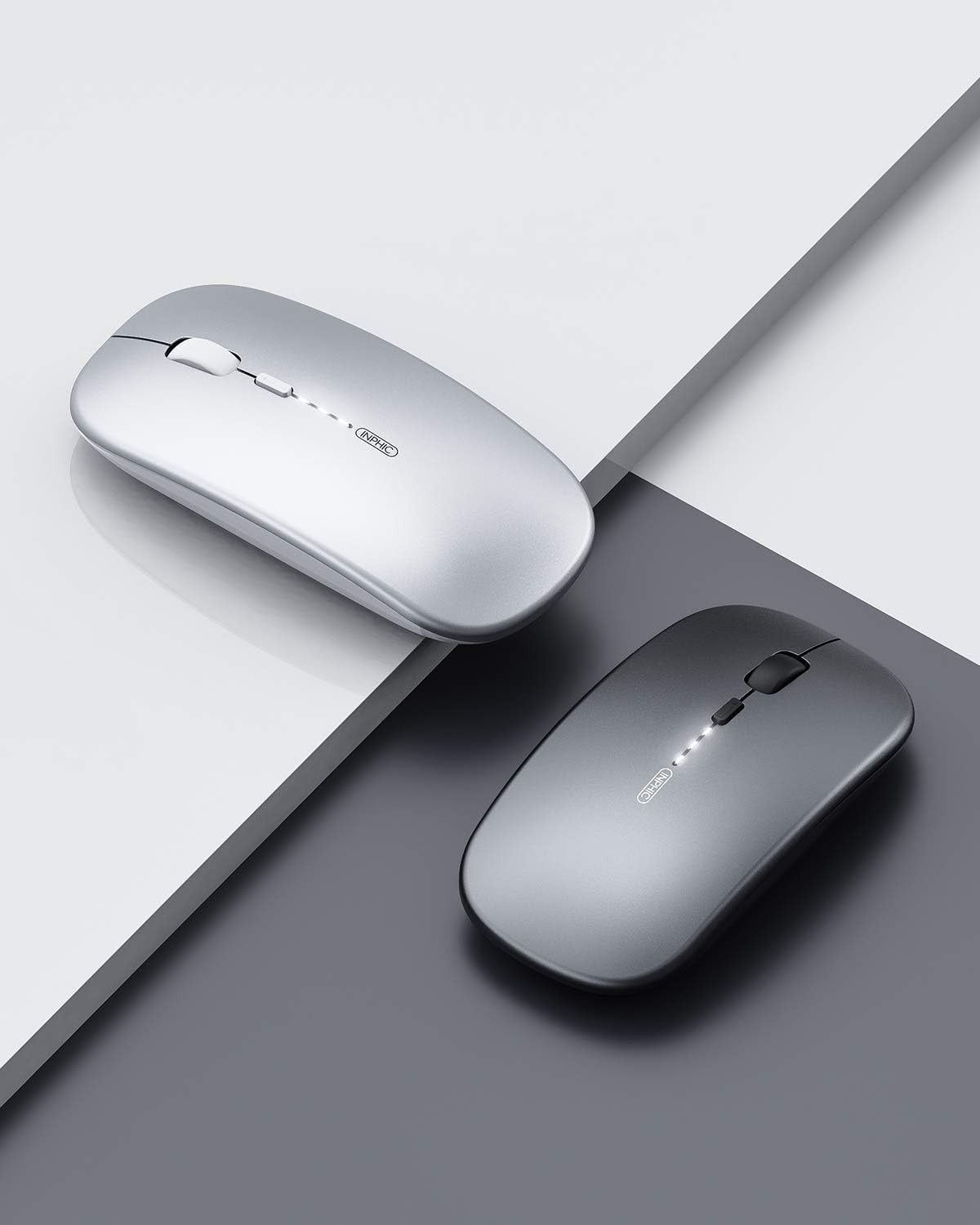 Slim Rechargeable Wireless Mouse Silent Click 2.4G USB Laptop PC Portable