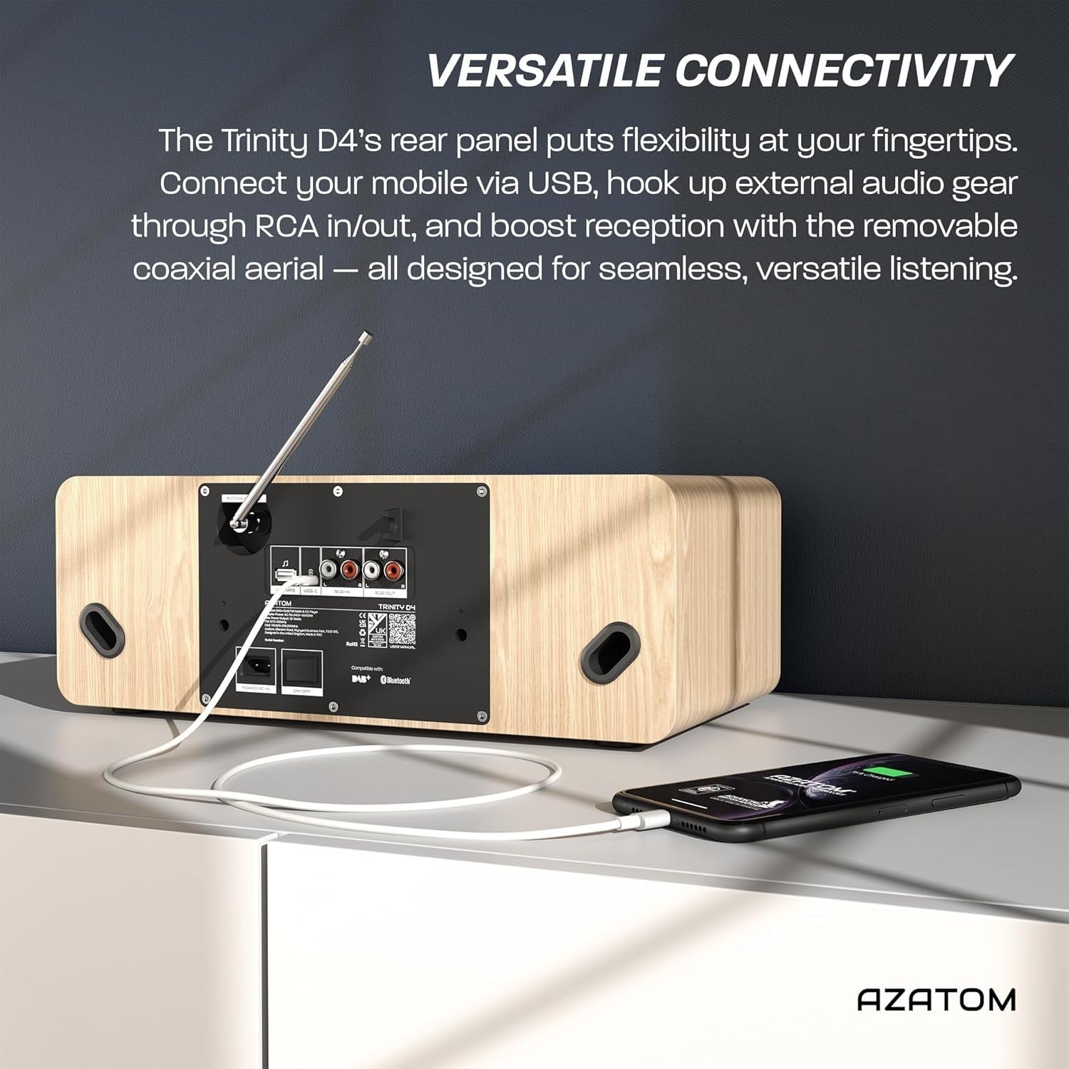 DAB/DAB+ FM Radio CD Player Bluetooth USB 60W Oak Home Audio