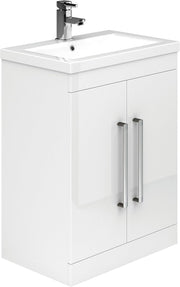 515mm White Bathroom Vanity Unit with Basin Gloss Floor Standing Cabinet