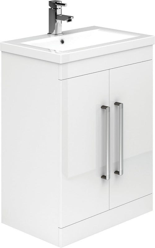 515mm White Bathroom Vanity Unit with Basin Gloss Floor Standing Cabinet