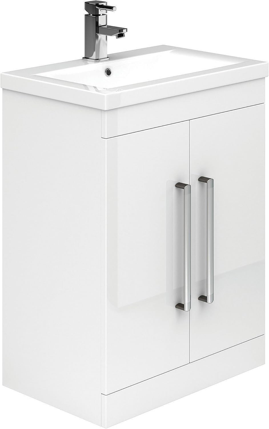 515mm White Bathroom Vanity Unit with Basin Gloss Floor Standing Cabinet