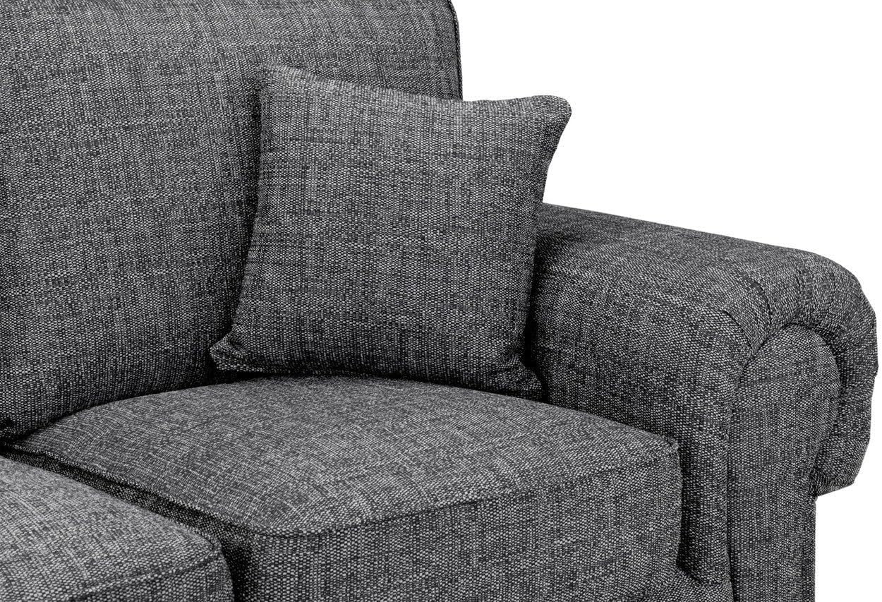 Chesterfield Corner Sofa 5 Seater High Back Deep Cushions Grey 255x255cm