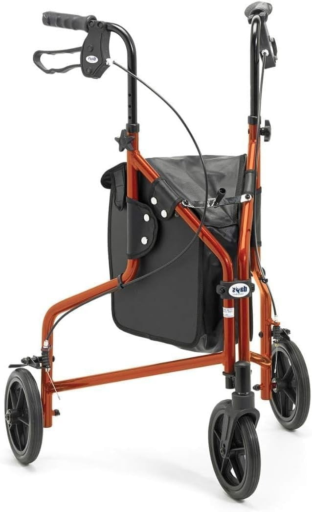 Lightweight 3 Wheel Walker Rollator Folding Aluminium Mobility Aid Brakes