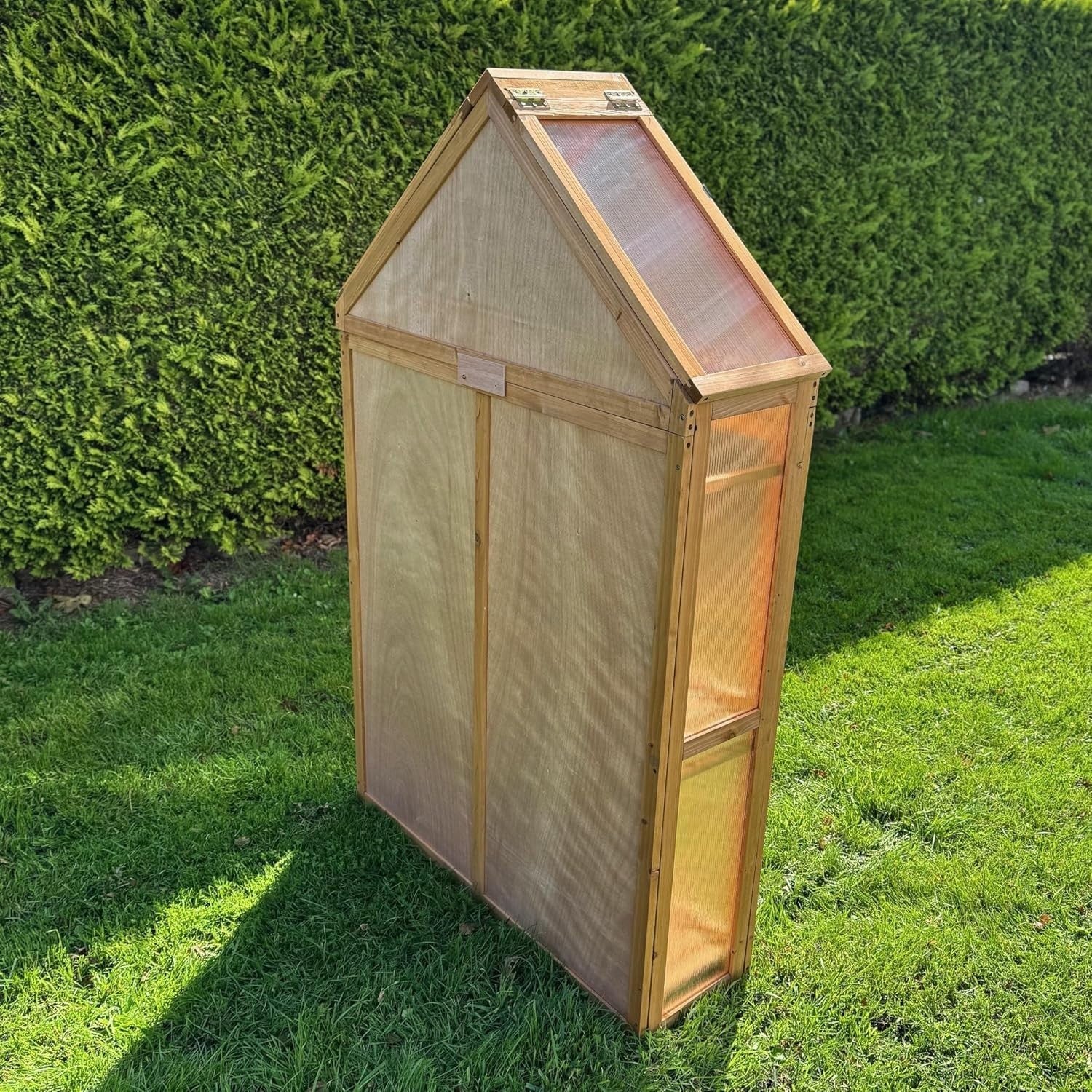 Wooden Apex Mini Greenhouse with Polycarbonate Panels 160cm Weatherproof
