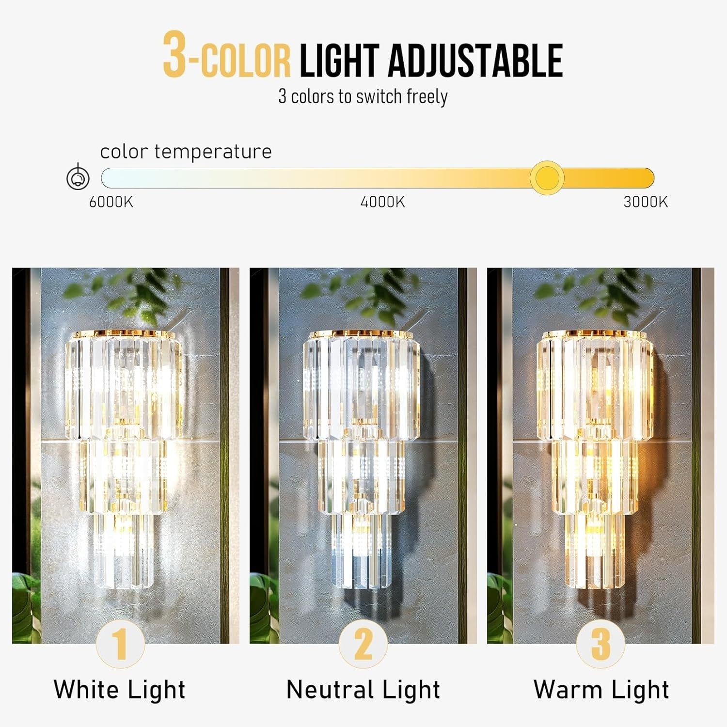 Gold Crystal Wall Light 3-Layer Sconce Modern Luxury Hallway Lamp