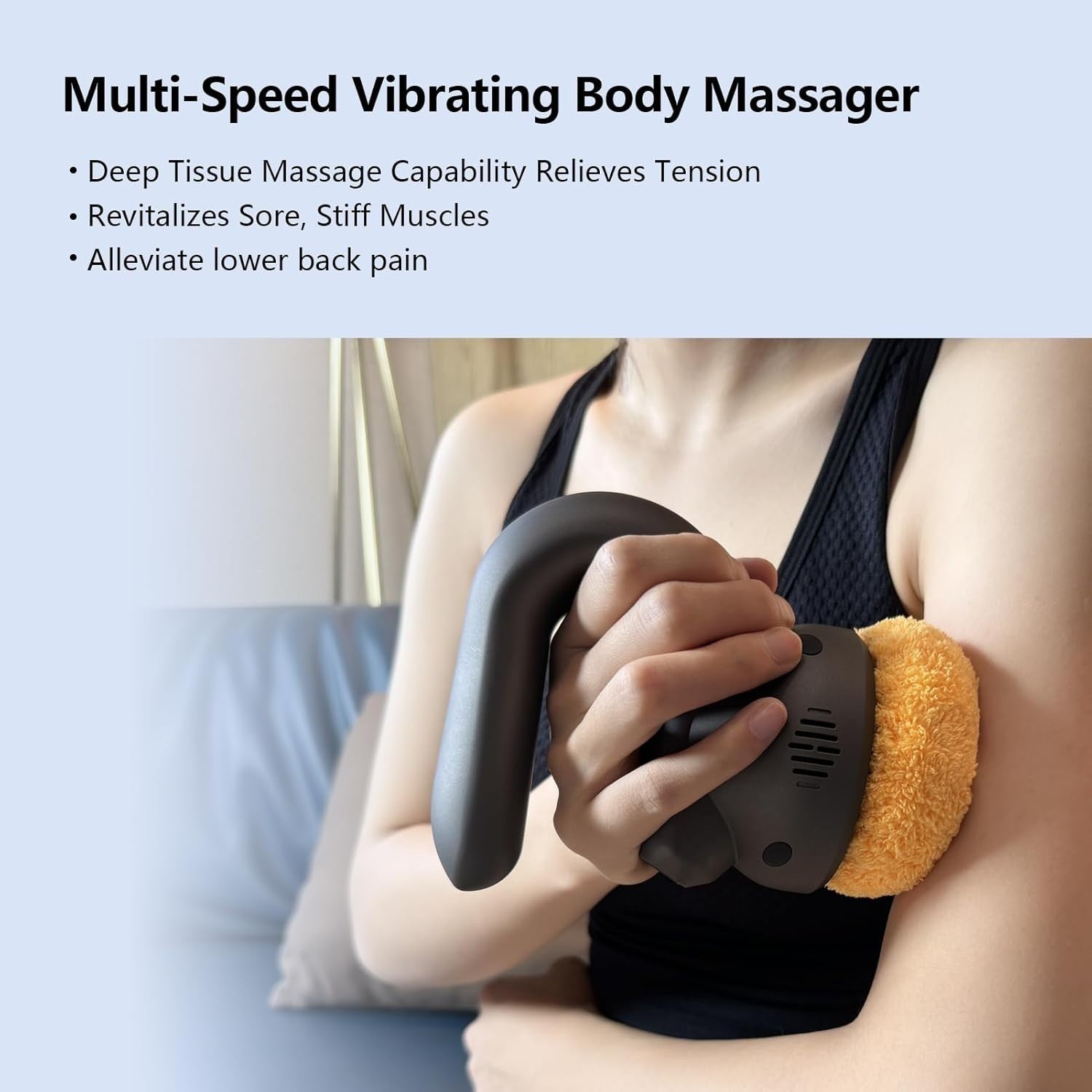Deep Tissue Handheld Massager 3 Heads Multi-Speed for Neck Back Pain Relief