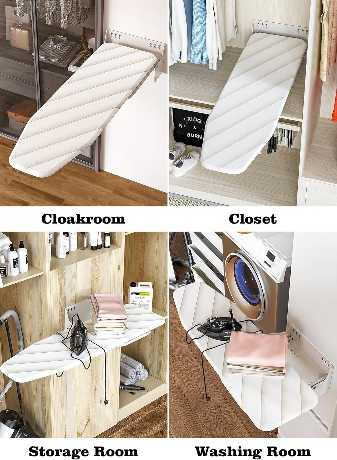 Wall Mounted Ironing Board 180° Swivel Fold Away Space Saving 95x33cm