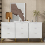 White 9 Drawer Dresser Cabinet Modern Wide Storage Unit for Bedroom Hallway