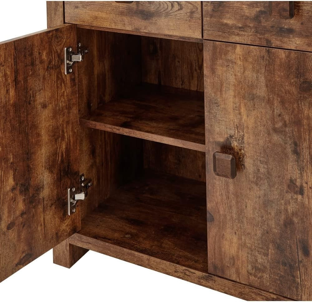 Rustic Mango Wood Sideboard 2 Door 2 Drawer Cabinet Storage Unit 80cm