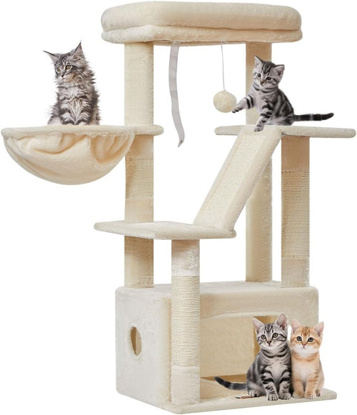 98cm Cat Tree Tower Indoor Scratching Post with Condo Hammock Perch