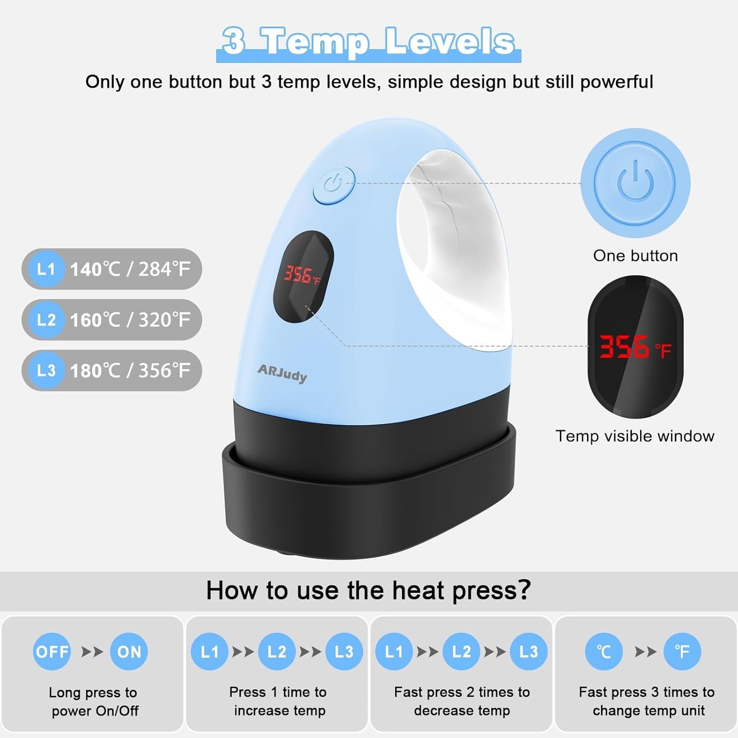 Mini Heat Press Machine Portable Iron for HTV Vinyl T Shirts Hats Crafts