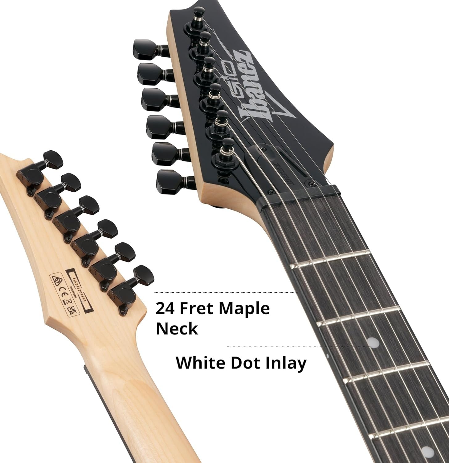 Electric Guitar RG Style Quilted Top HH Tremolo Black 6 String