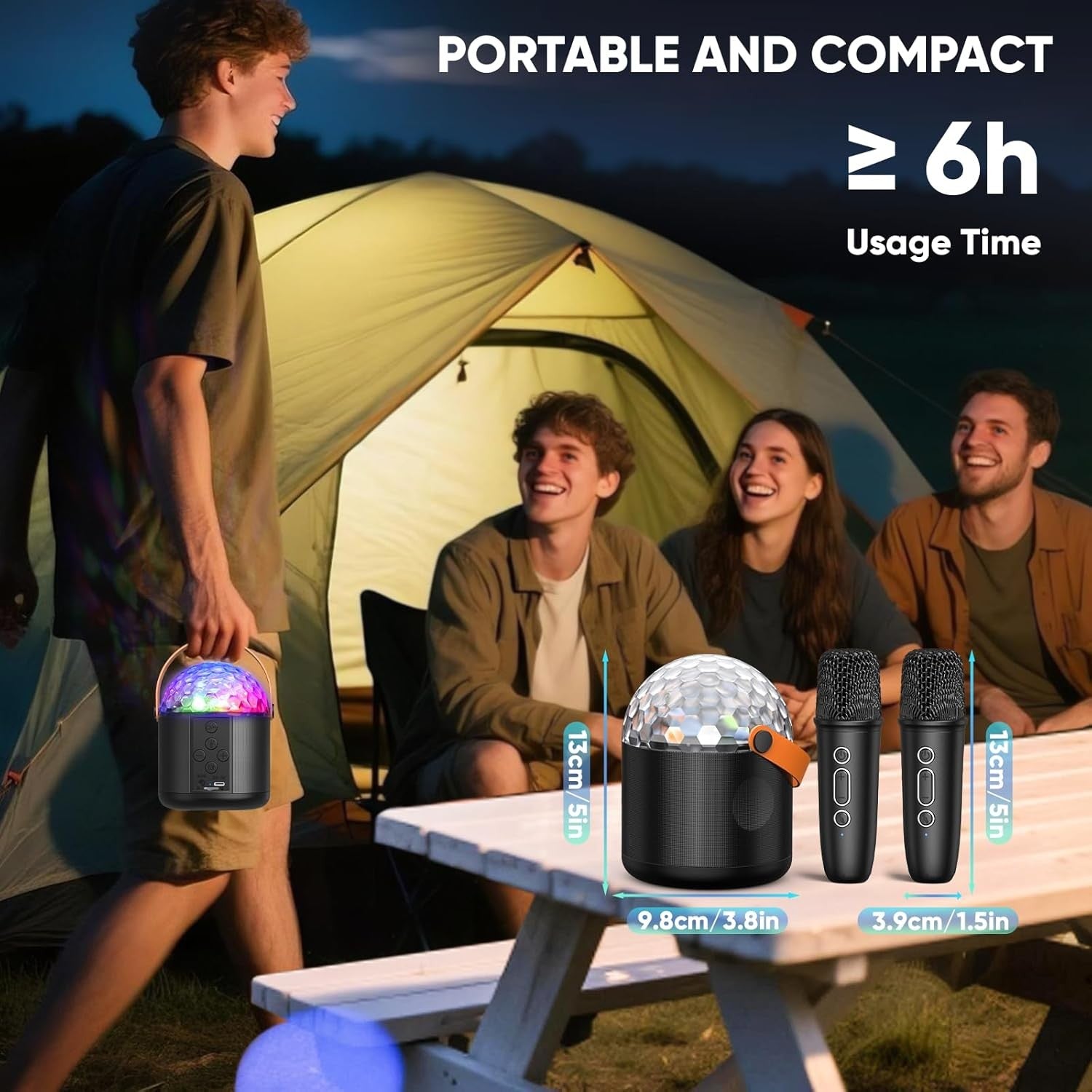 Kids Karaoke Machine with 2 Mics Bluetooth LED Party Speaker