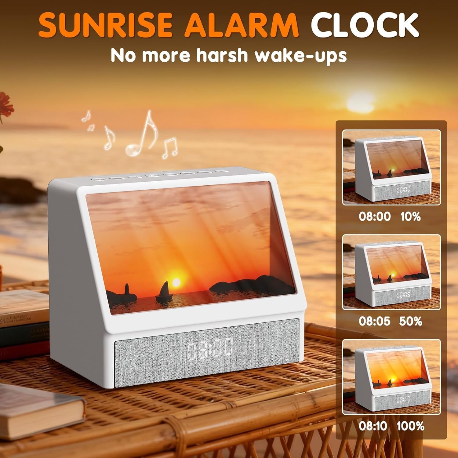 Sunrise Alarm Clock White Noise Wake Up Light Bluetooth Speaker Remote