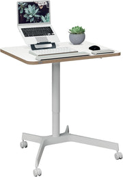 Pneumatic Sit Stand Desk Mobile Height Adjustable Standing Desk Wheels 80x60cm