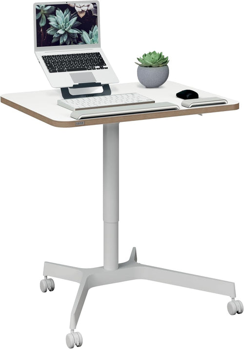 Pneumatic Sit Stand Desk Mobile Height Adjustable Standing Desk Wheels 80x60cm