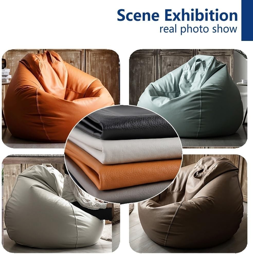 Luxury Faux Leather Bean Bag Cover Green | Soft, Durable, Sectional Sofa