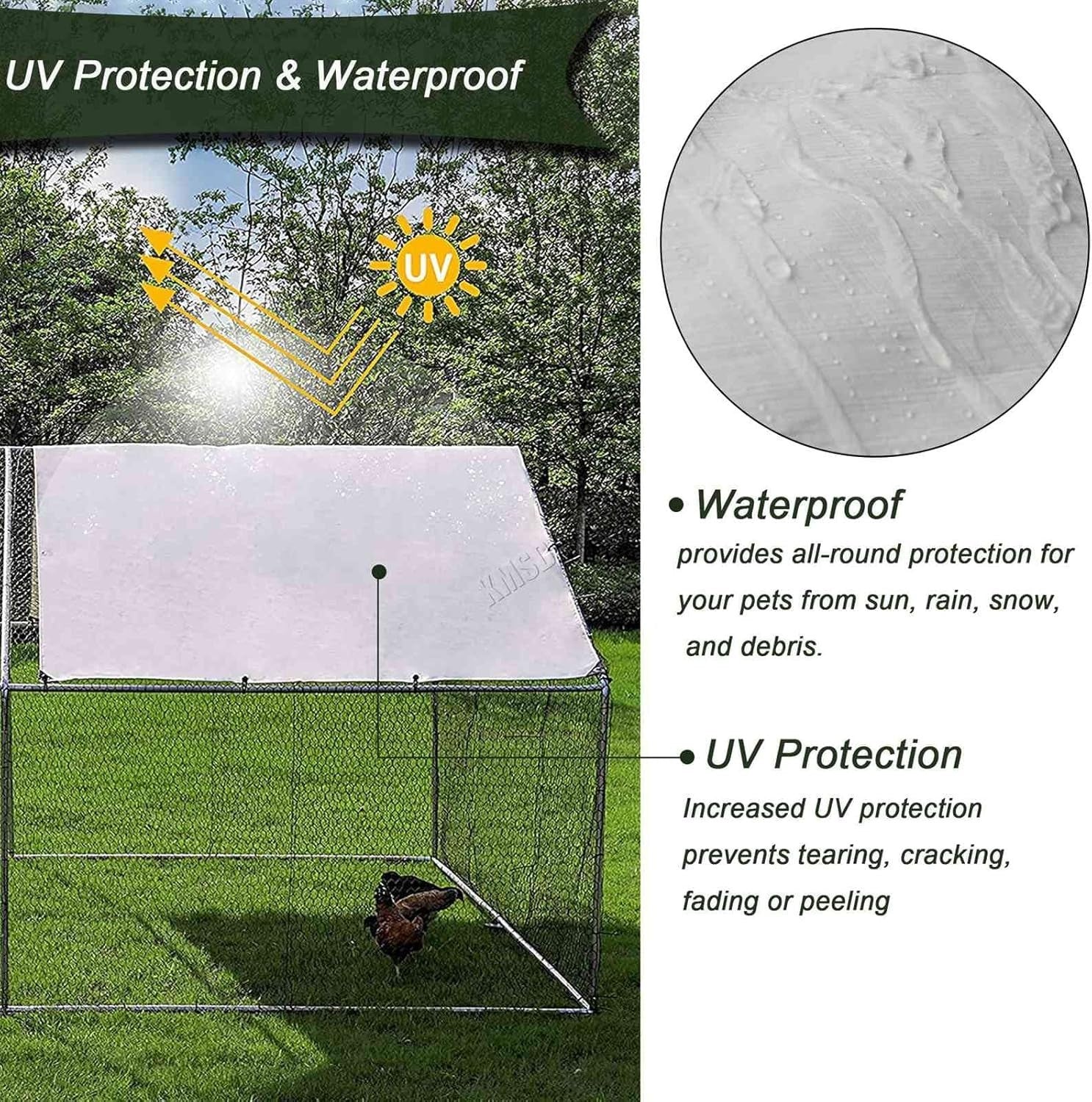 Extra Large Walk In Chicken Run Outdoor Metal Pet Enclosure 4x3x2m