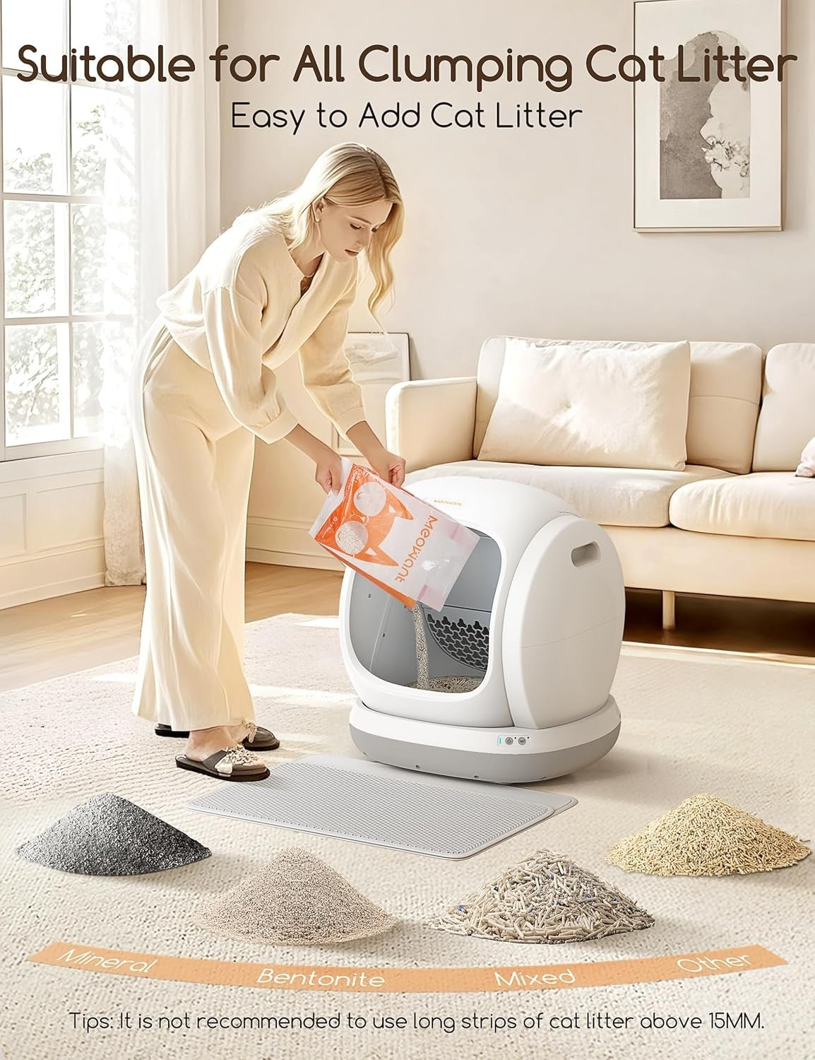 Self Cleaning Cat Litter Box App Control 75L XL Multi Cat Smart Tray