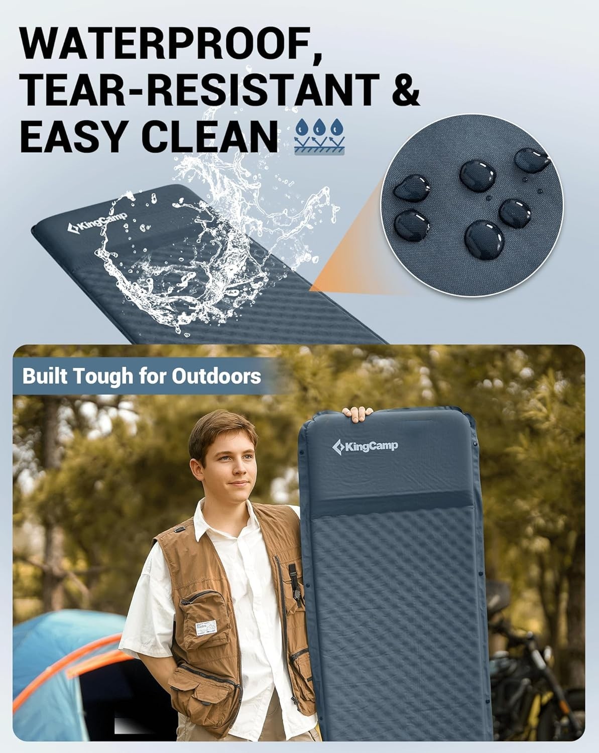 Self-Inflating Camping Mat 183x51x3cm Ultralight Sleeping Pad Air Mattress