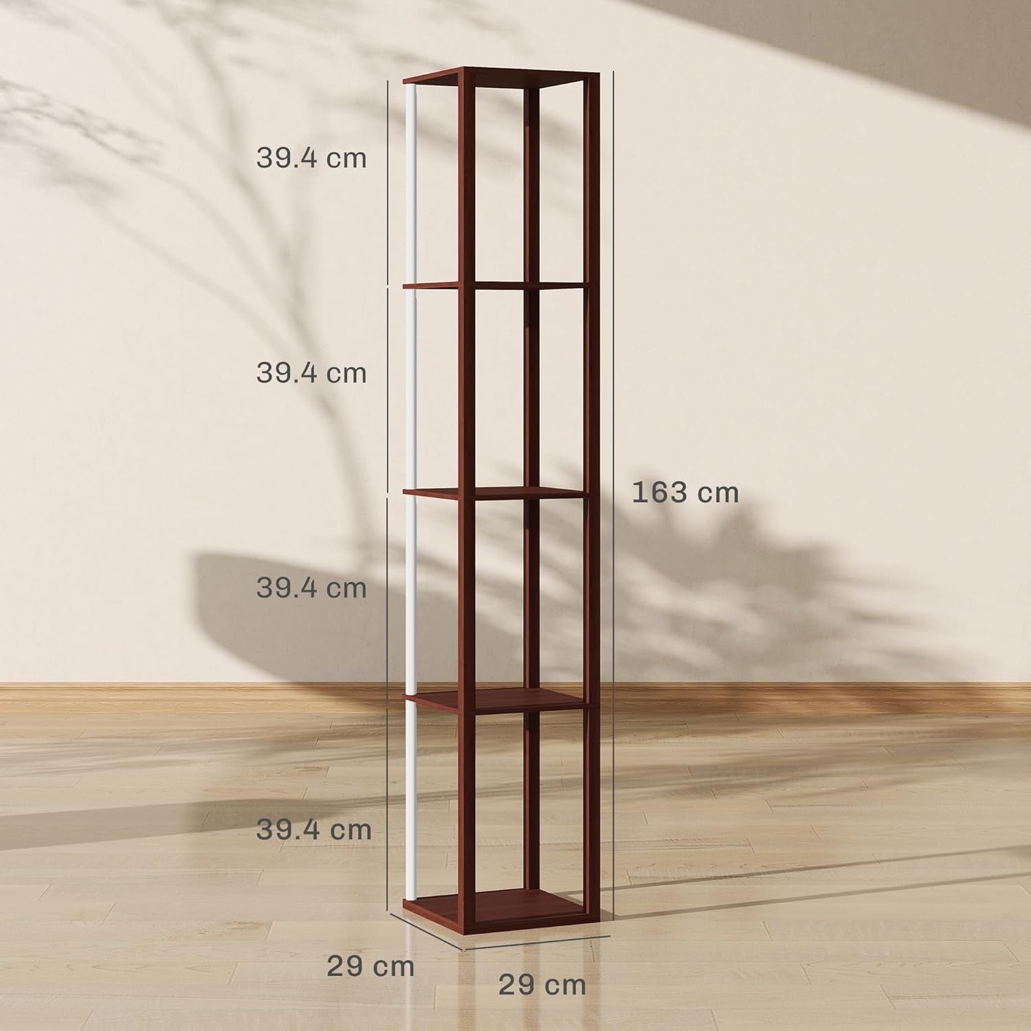 RGB LED Floor Lamp with Shelves Dimmable Remote Control Modern Corner Light